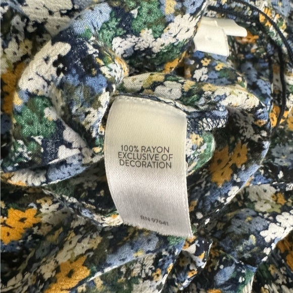 J. Jill Smocked Relaxed Rayon Blouse In Navy Blue Wildflowers Print Size 2X - Picture 11 of 14